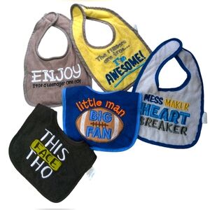 Parents Choice Baby Boys Feeding Bibs Set of 5 V-2